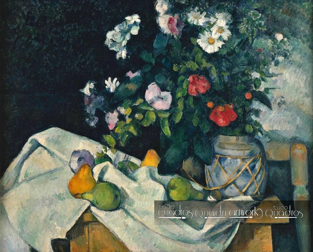 Naturaleza muerta con flores y frutas, Cézanne
