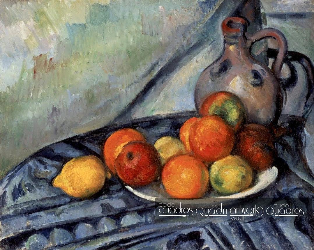 Fruta y jarra en una mesa, Cézanne