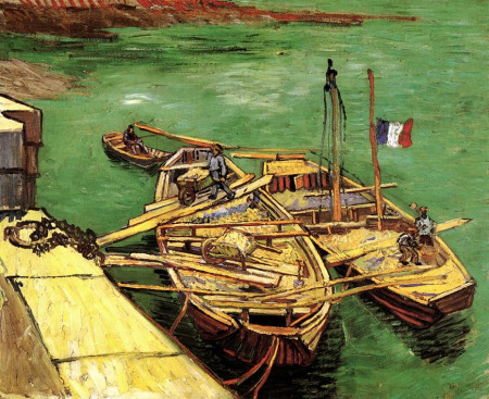 Vincent van Gogh el pintor atormentado e incomprendido Muelle-hombres-descargando-barcazas-arena