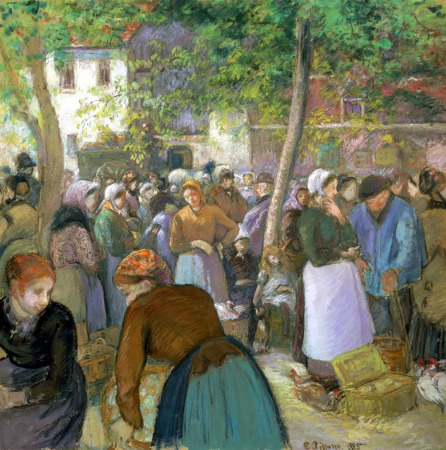 Camille Pissarro, ¿el impresionista que experimentaba demasiado? Mercado-aves-gisors-c-pissarro-1885