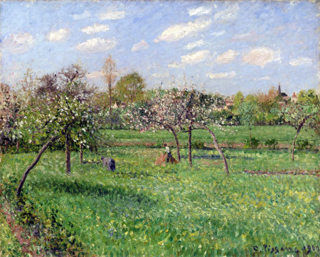 Camille Pissarro, ¿el impresionista que experimentaba demasiado? Primavera-alba-nubes-eragny-1900
