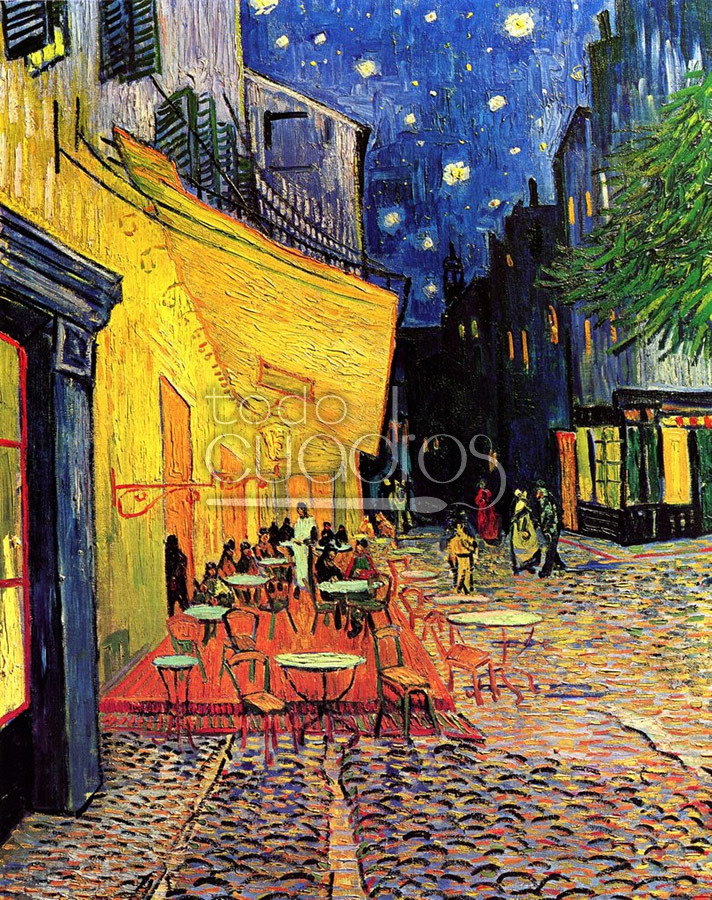 TERRAZA DE UN CAFÉ' por LA Noche 100 x 140 CM Cuadro Giallobus Vincent Van Gogh Impresion EN Lienzo 