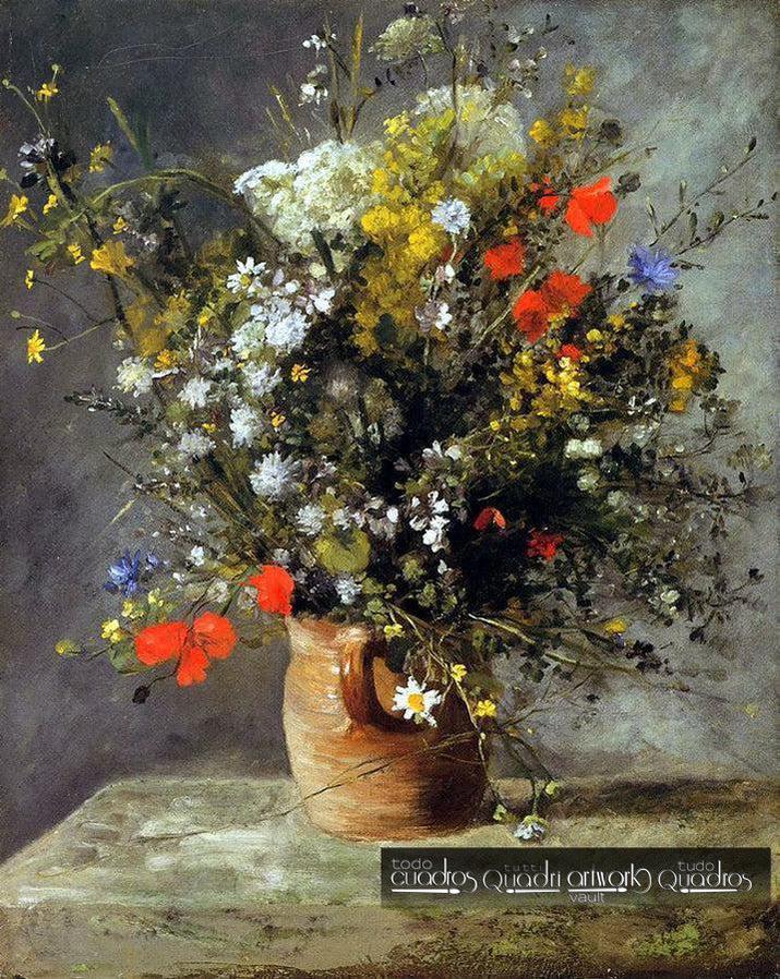Cuadro Jarron De Flores De Renoir Flores Impresionistas Replica