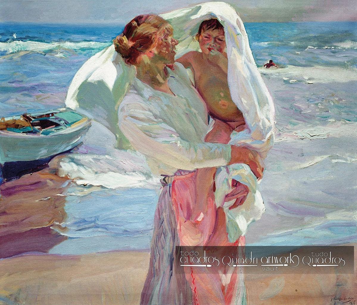 Cuadro "Saliendo del Baño" de Sorolla, réplica al óleo.