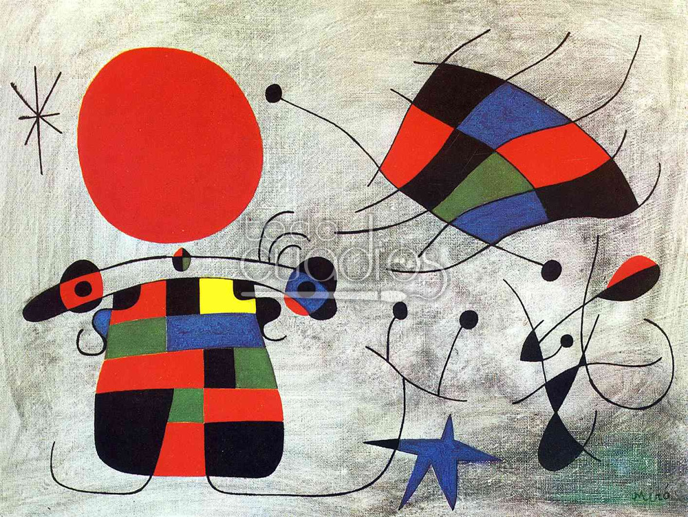 La Sonrisa Alas Flameantes, reproducción de Miró.